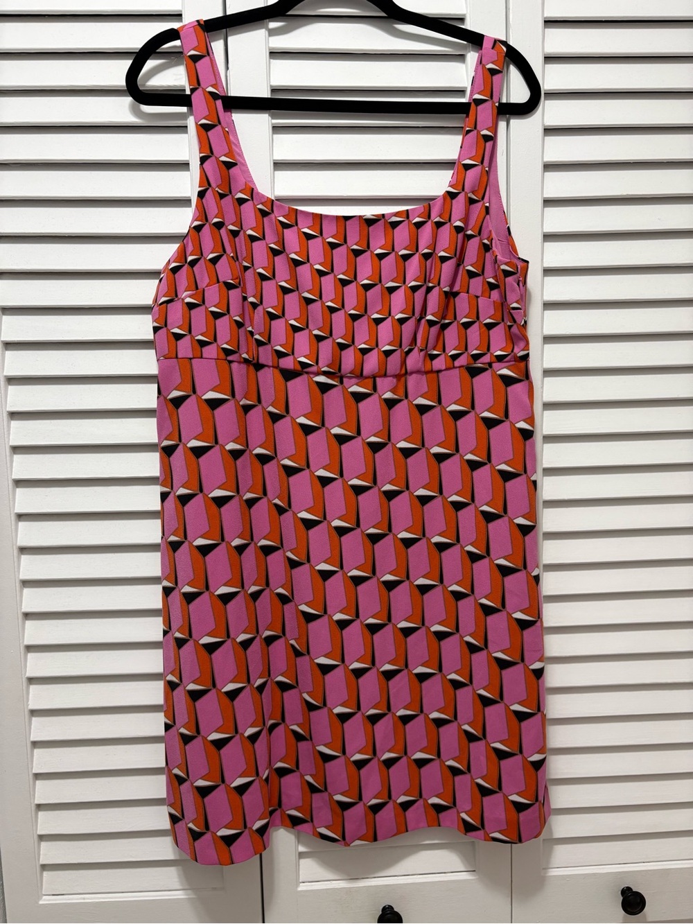 Diane Von Furstenberg Pink Orange Black Geometric Print Dress